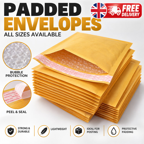 Gold padded bubble envelopes - gold,