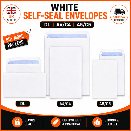 White envelopes dl - envelopes, a5
